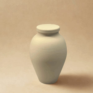 Urna beżowa z dodatkiem drewna