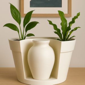 Urna z doniczką biała